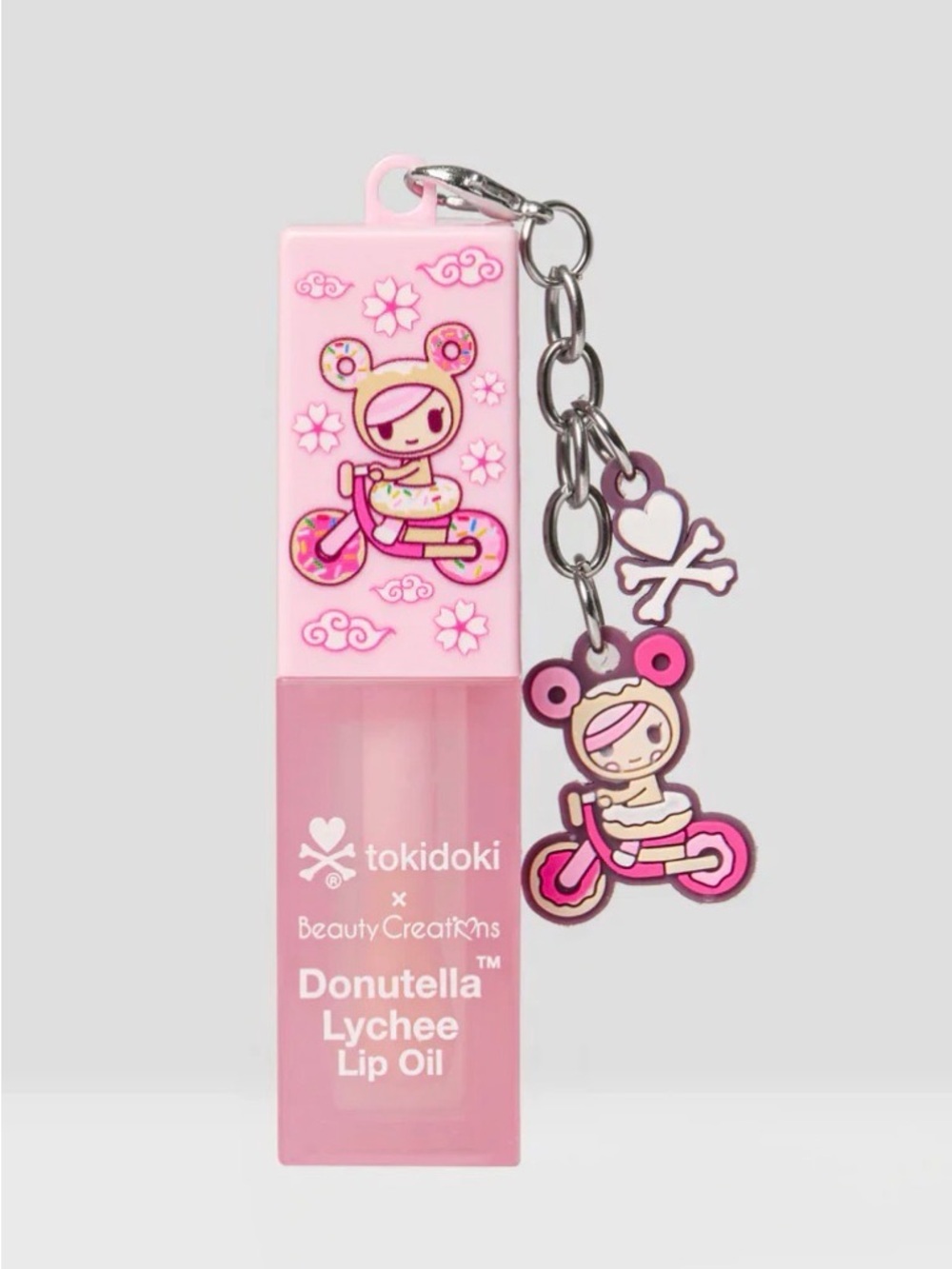 tokidoki Pink Donutella Lychee Lip Oil with Character Charm